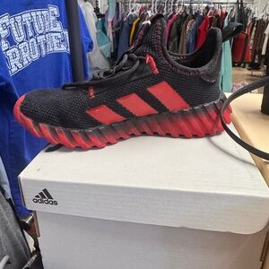 adidas Youth Black and Red Knit Running Shoe